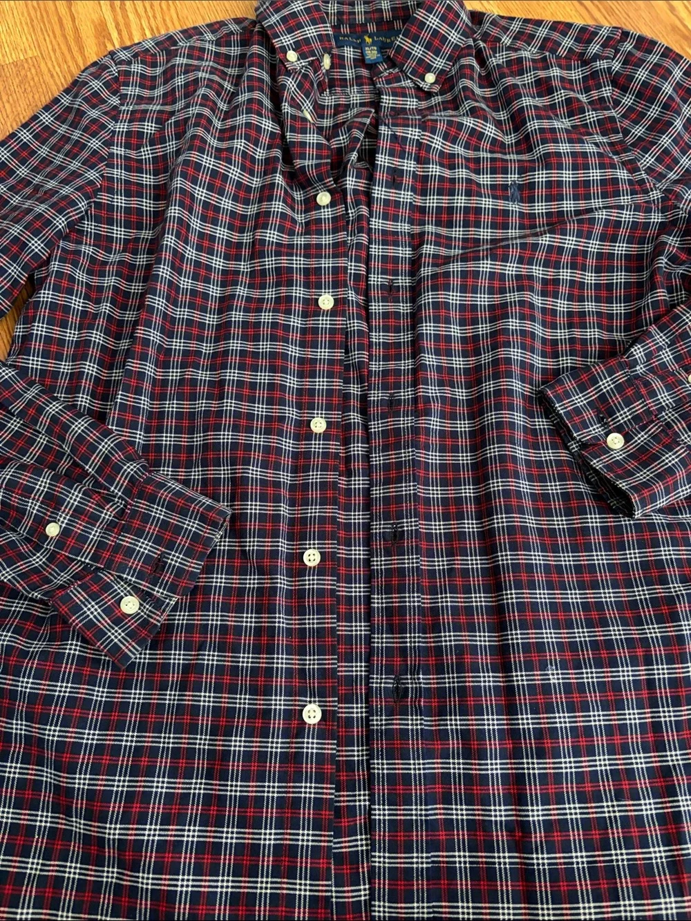 Ralph Lauren Navy and Red Plaid Button-Down Shirt